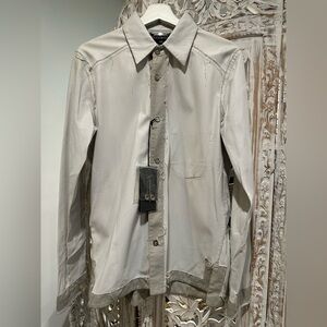 Donald J. Pliner white & gray Leather Button-Front Shirt Jacket